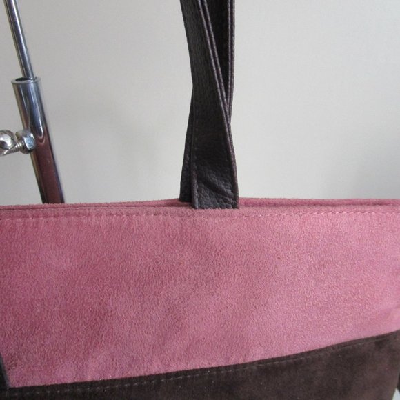 Estee Lauder Faux Suede Pink and Brown Tote Bag - Picture 10 of 15